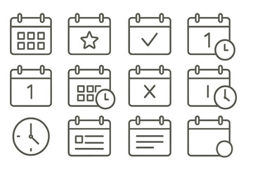 Aufkleber - vector icon set featuring calendar and time management symbols for productivity and organization