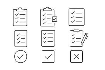 Poster - Vector icon set featuring checklist designs suitable for various applications in digital and print media