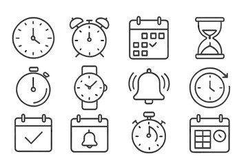 Aufkleber - vector icon set featuring clocks, calendars, and timers for time management and scheduling tools