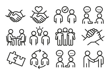 Poster - Creative vector icon set depicting collaboration, communication, and teamwork concepts for various applications
