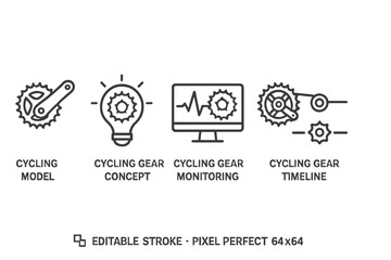 Poster - Icons representing cycling gear concepts useful for applications in cycling analytics and design