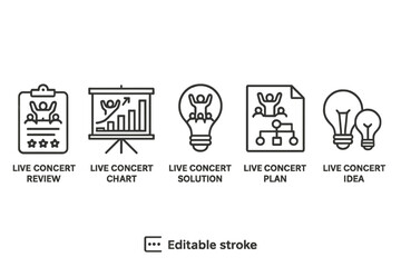 Poster - Vector icon set showcasing various concepts related to live concert planning and evaluation