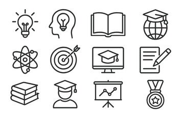 Poster - Vector icon set showcasing education, learning, and achievement symbols for design and digital projects