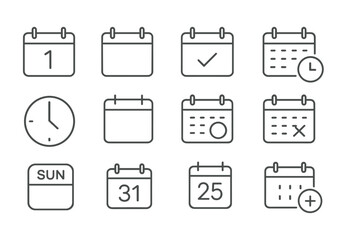 Poster - Calendar vector icon set featuring various designs for scheduling and time management