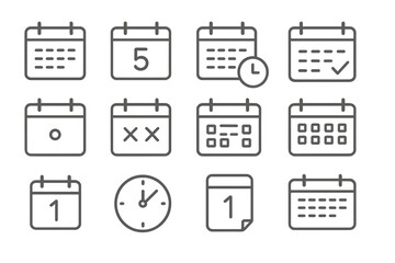 Poster - Versatile vector icon set featuring calendar designs and time management elements for various applications