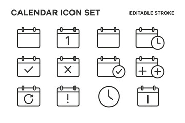 Poster - Vector calendar icon set featuring various designs for date and time management tools