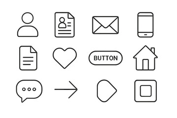 Leinwandbilder - Vector icon set featuring user profiles, communication tools, and interface elements for digital applications
