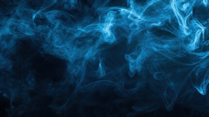 Poster - Wisps of blue smoke rise elegantly against a dark background, forming intricate swirling patterns.