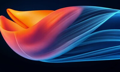 Wall Mural - glowing streaks rippling softly against a dark gradient with a blurry effect made with generative ai