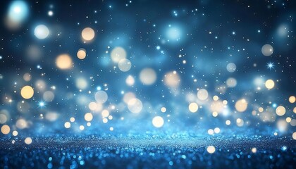 Aufkleber - 青色と金色のボケライトが輝く抽象的な背景 暗い夜の空間に光るキラキラ光る星 パーティーやお祝いのイベント用の装飾