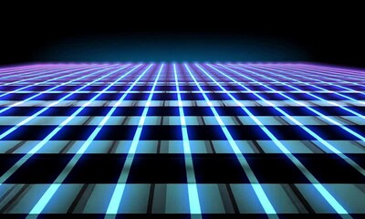 Wall Mural - deep-focus motion effect with neon blue light burst lines radiating in all directions made with gene