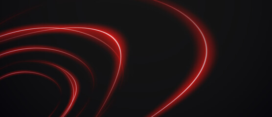 Poster - Red glowing lines on a black, dark background