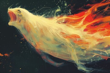 Poster - An artistic interpretation of a creature roaring in the night sky