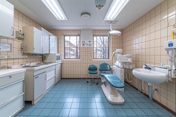 Poster - An Examination Room Furnished For Dental Procedures With Equipment