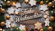 © AI-Universe - Frohe Weihnachten Sternkeks-Rahmen um handgeschriebenen Schriftzug