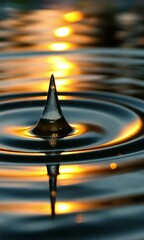 Poster - Ripples and reflections at sunset with a calm water surface showcasing nature's beauty and serene moments
