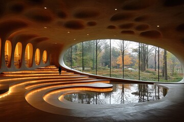 Poster - an interesting interior design featuring natural light and a water feature