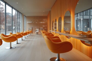 Poster - An interior of a stylish and modern hair salon space