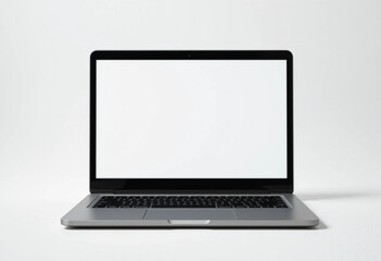 Fototapete - Realistic laptop mockup with blank screen isolated on white background, perspective laptop mock up.