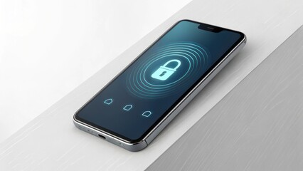 Poster - A smartphone displaying a lock icon, symbolizing security and privacy in digital technology.