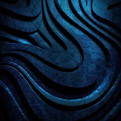 Poster - Abstract blue stone texture with curved lines and dark shadows creating a modern and elegant background for design projects with a cool and sophisticated mood