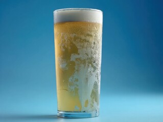 Poster - Refreshing golden beer in tall glass against a cool blue backdrop capturing condensation and light creating a crisp and inviting visual perfect for summer