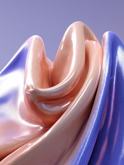 Poster - abstract flowing fabric in peach and blue hues creating a soft and smooth texture artistic design wi