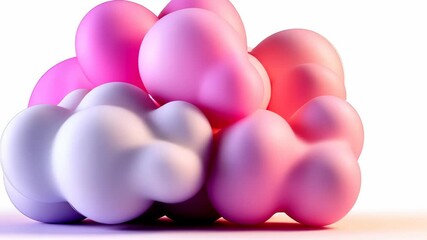 Fototapete - 3d icon of a pink fluffy atmosphere floating on a white background, creating a dreamy and surreal cloud video 4k