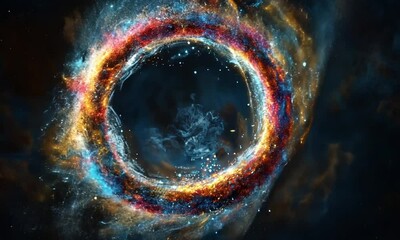 Wall Mural - Glittering particles form a dynamic looping disco circle with shimmering motion made with Generative AI technology

