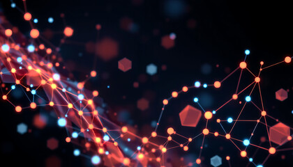 Poster - Abstract background with molecules and technology, featuring vibrant colors and connections