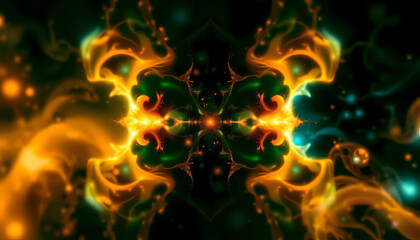 Poster - colorful abstract fractal design with glowing elements and vibrant patterns