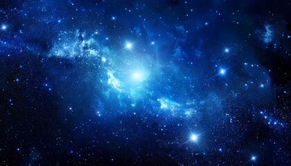 Wall Mural - blue space galaxy background star clusters shining into deep space night sky glittering stars and ne