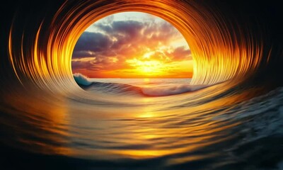 Wall Mural - swirling teal and magenta hues form a hypnotic liquid tunnel animation made with generative ai techn