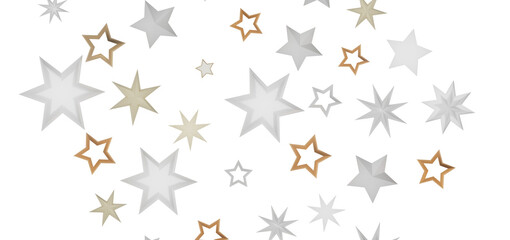 Poster - Abstract stars of gold, white and silver, forming a pattern on a black background.