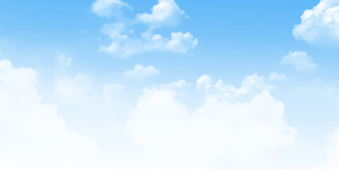 Wall Mural - sky blue, cloud background, horizon summer clear sky. vector landscape nature image.