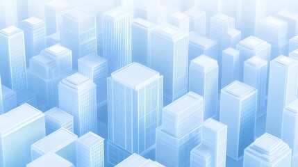 Aufkleber - 青色立方体の抽象的な高層ビル群の3Dレンダリング 都市景観のモダンなデザイン