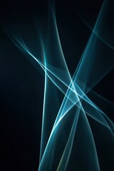 Poster - Abstract teal light streaks on dark background create a dynamic and modern design with fluid motion and a sense of depth and energy for digital art projects