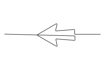Fototapete - Continuous one line drawing of arrow icon outline isolated vector art design