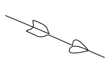 Fototapete - Continuous one line drawing of arrow icon outline isolated vector art design