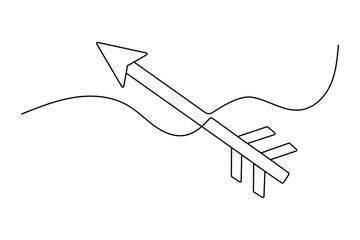 Fototapete - Continuous one line drawing of arrow icon outline isolated vector art design