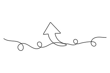 Fototapete - Continuous one line drawing of arrow icon outline isolated vector art design