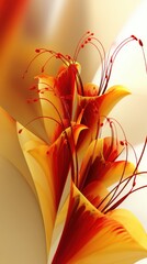 Poster - Abstract floral arrangement featuring fiery red and golden yellow hues against a soft elegant background creating a visually stunning and captivating composition.