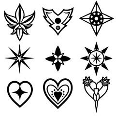 Aufkleber - Collection of Abstract Black and White Vector Shapes | Geometric and Floral Design Elements for Logo, Icon, and Tattoo Artwork