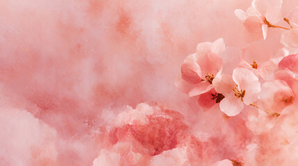 Poster - Pink floral background aesthetic wallpaper cherry blossom flower spring bloom nature photography art design