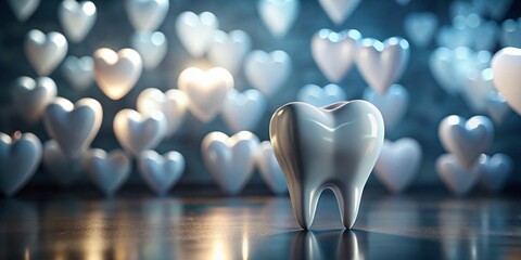 Poster - Abstract Architectural Heart Background with White Tooth - Modern Dental Design