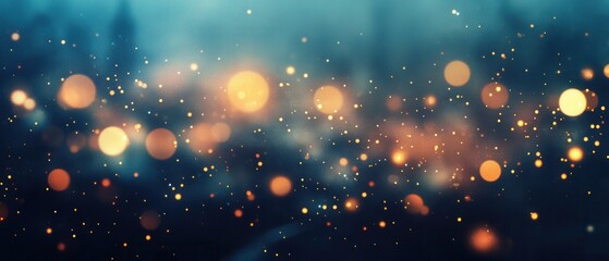 Poster - Enchanting bokeh lights on a dark teal background creating a magical and dreamy atmosphere with a soft glow and ethereal quality perfect for festive designs