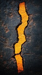 Poster - Asphalt Fracture with Vibrant Yellow Line a Visual Metaphor for Resilience and Road Repair Industrial Backdrop