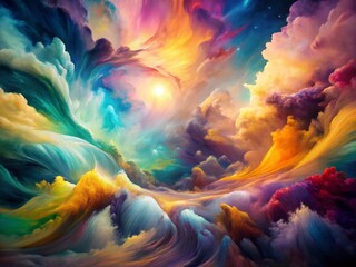 Fototapete - Abstract Watercolor Background: Surreal Painted Texture, Vibrant Colors, Artistic Design