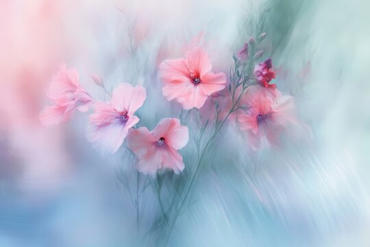 Soft stroke moves in pastel haze, gentle background