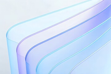 Canvas Print - Flowing Gradient Transparent Multilayer Glass – 3D Rendering of Elegant Abstract Background Design


